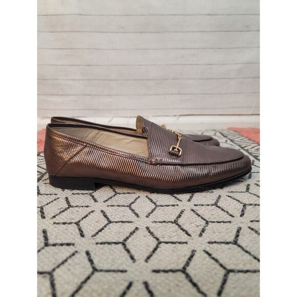 SAM EDELMAN LORAINE LEATHER LOAFERS in Black/Amethyst Metallic  SZ 9 - Picture 5 of 16